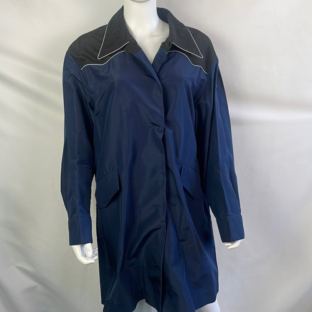 Prada Black And Navy Nylon 3/4 Belt Jacket